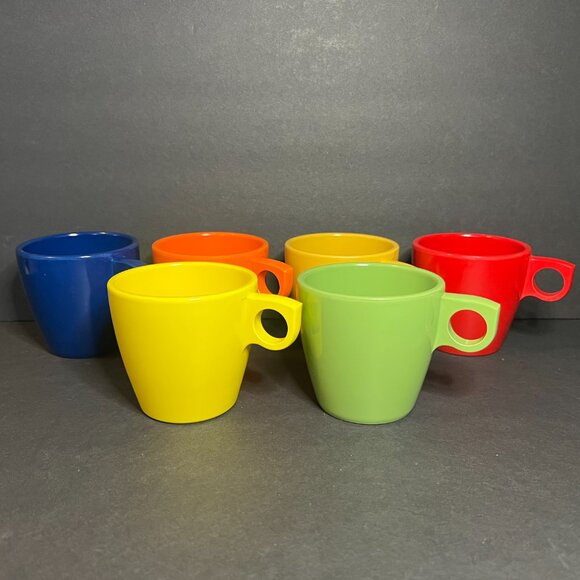 VTG RARE Boonton 2 Tier Tid-Bit Carousel Drink Caddy w/ 6 Colorful Melamine Mugs - Picture 6 of 9